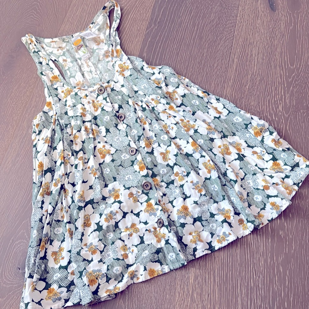 MIMI CHICA green white floral halter racer cack buttoned tank top blouse. Small